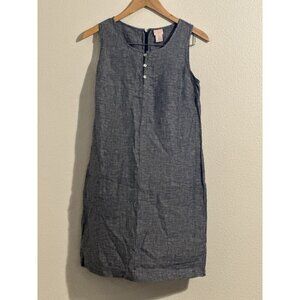 St. Tropez West Women’s Size 2 100% Linen Blue Chambray Sleeveless Sun Dress